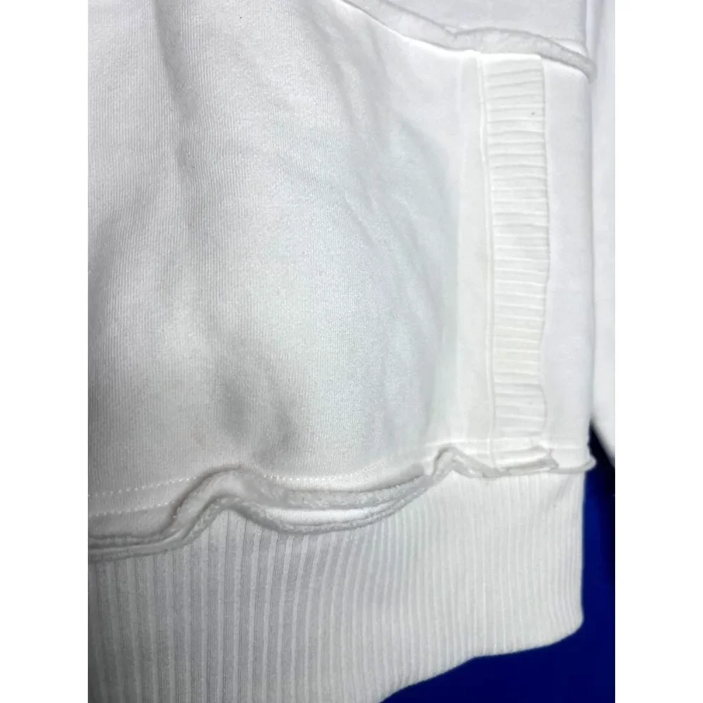 Women's White Mock Neck Snap Henley Sweatshirt Loungewear Soft Kangaroo - XS